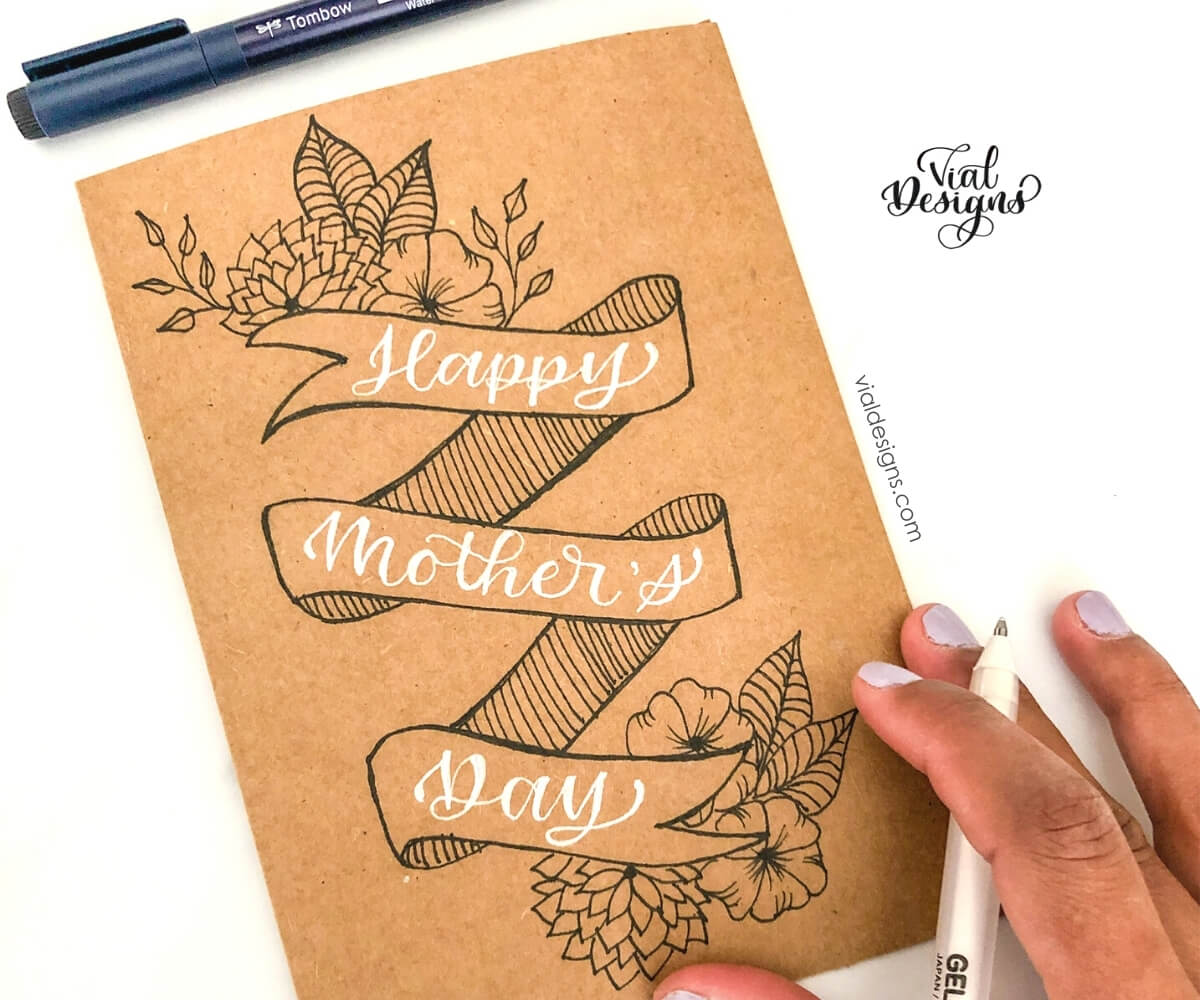 MOTHER'S DAY DIY CARD AWESOME BANNER DOODLE TUTORIAL